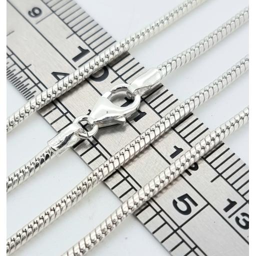 925 Sterling Silver 16" 18" 20" 1.8mm Round Snake Chain