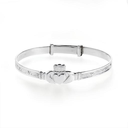Sterling Silver Expandable Claddagh Baby Bangle Gift Box