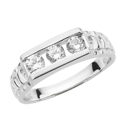 Sterling Silver Baby Childs 3x CZ Signet Ring