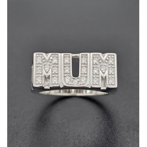 Sterling  Silver Mum Rings Cubic Zirconia CZ Polished Mothers Day Gift Box